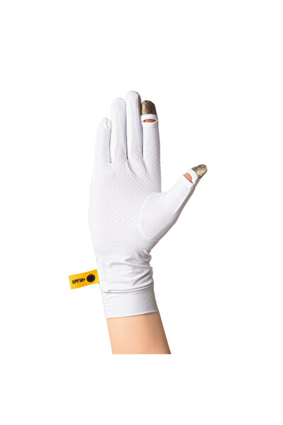 ISHRAQ Sun protection driving gloves, white, bright