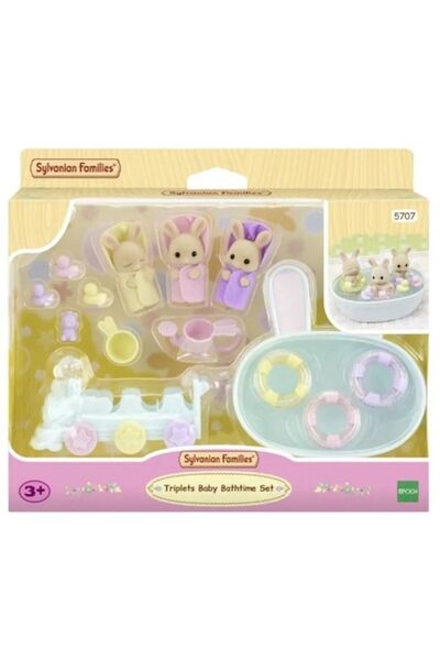 Epoch Sylvanian Families Iepuri în baie cu biscuiți - Set de 3 figurine (3 cm)