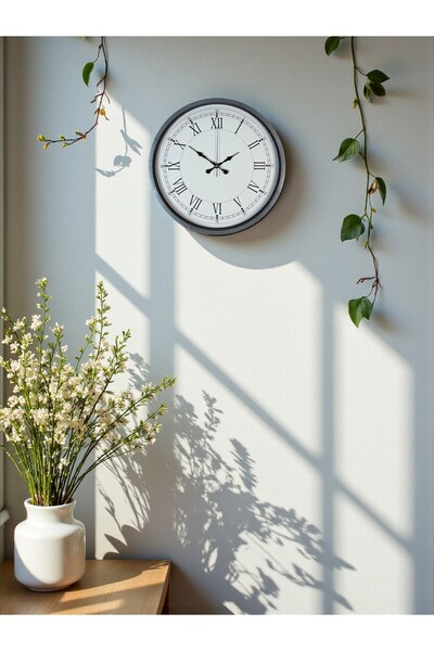 Hangora ساعة حائط زنتايم الزخرفية باللون الرمادي مقاس 36 سم