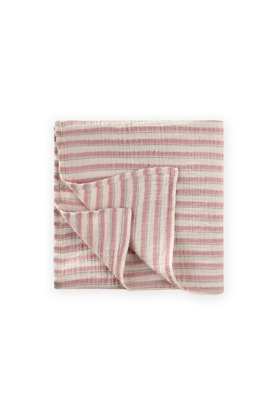 Cigit Natural Blanket 90X100Cm Dusty Rose Striped