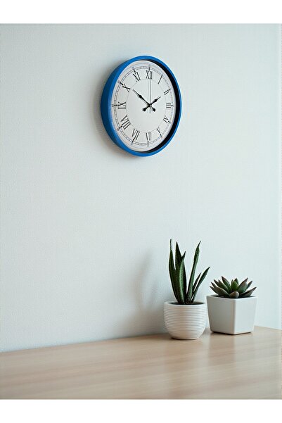 DENİSAM Zentime 36 cm Blue Decorative Wall Clock