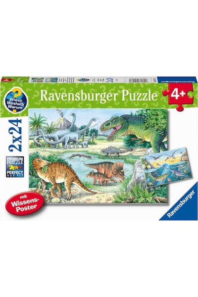 RAVENSBURGER Puzzle - Dinozauri, 2x24 piese