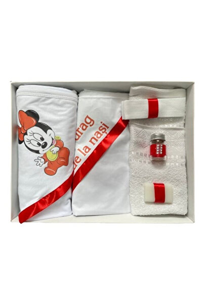 Paperla Baptism set, 6 pieces Printed cartoon character, red