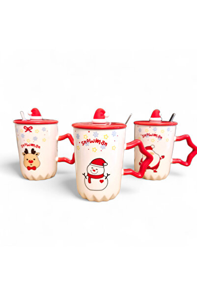 ELEDEEA Cană de Crăciun cu Capac Căciuliță și Linguriță - Set 3 bucăți