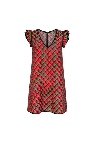 Eight Fashion Rochie mini jacquard multicoloră pentru femei, cu mâneci cu volane