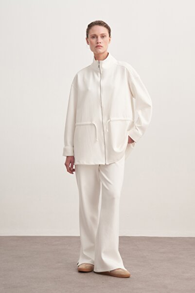 EBU Prive Women's Interlock O Oversized Sports Jacket Set Ecru