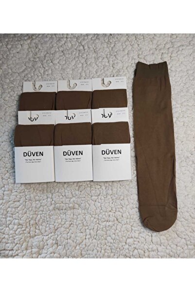 DÜVEN 6 Pack Cotton Knee High Mat Extra Soft Bronze Trouser Socks