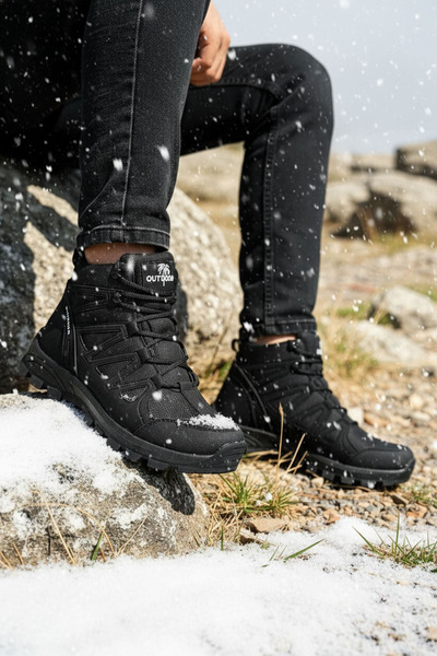 SİHİRLİ AYAKKABI +9 CM Boy Uzatan Gizli Topuk Siyah Street Erkek Outdoor Trek...