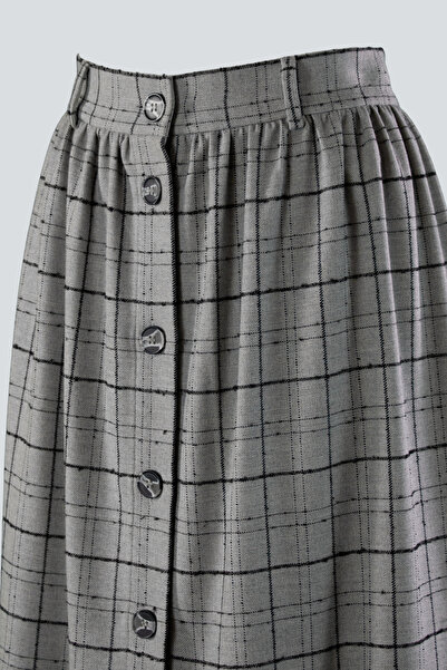 IDYL Buttoned Plaid Skirt