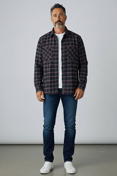 Butik Wide Fit Quality Winter Thick Double Pocket Dad Shirt