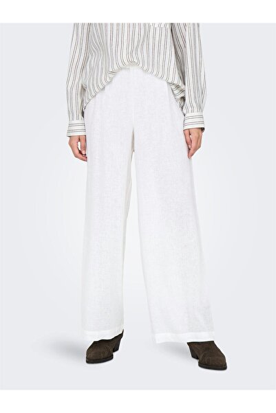ONLY Onltokyo Hw Linen Blend Pant Pnt Noos Women's White Trousers - 15259590