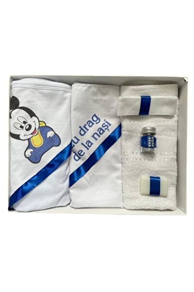 Paperla Baptism set, 6 pieces Printed cartoon character, blue