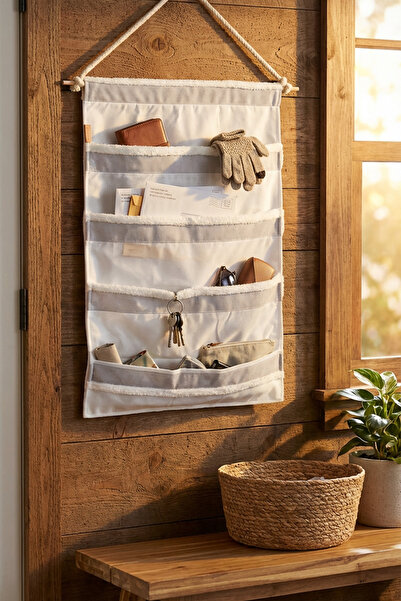 HAMUR Over the Door Hanger 4 Compartments Bathroom Closet Organizer Children's Room over Door Wall Organizer Solid Gray