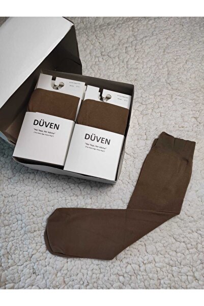 DÜVEN 12 Pieces Cotton Knee-Length Mat Extra Soft Bronze Trouser Socks