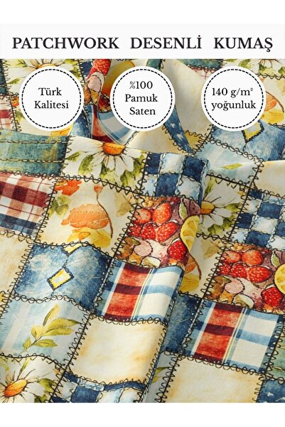 FabricMarket %100 Pamuk Saten Patchwork Kumaş – 155×100 cm – Dikiş ve DIY İçin