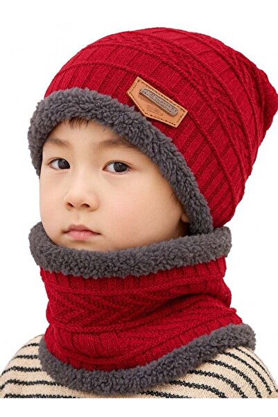 SARAOONT 2 Pcs Kids Winter Hat and Scarf Set Ages 3 to 13 Warm Knit Beanie with Plush Lining
