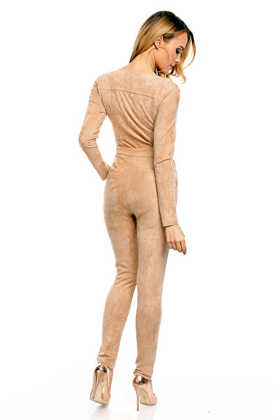 WildFashion Faux suede jumpsuit with front zipper N562-155