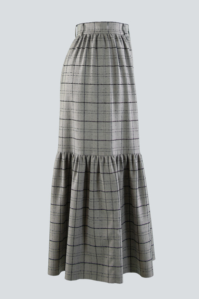 IDYL Buttoned Plaid Skirt