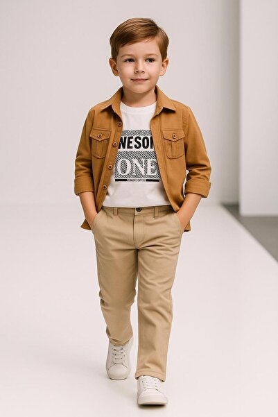 Terry αγόρι oxford πουκάμισο μπλουζάκι παντελόνι κοστούμι/ πουκάμισο - μπλουζάκι παντελόνι 3 τεμάχια