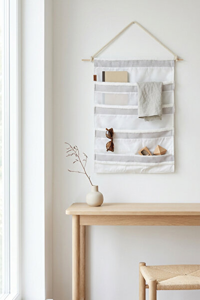 HAMUR Over the Door Hanger 4 Compartments Bathroom Closet Organizer Children's Room over Door Wall Organizer Solid Gray