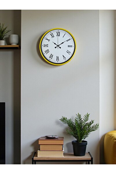 Marsilyan ساعة حائط زينتايم الزخرفية باللون الأصفر مقاس 36 سم
