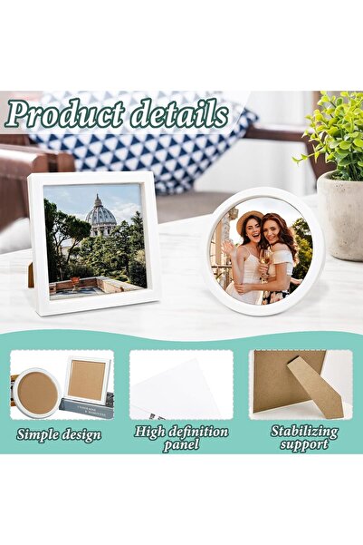 NALACAL 2PCS Square White Photo Frames with Stand - 17.5x17.5 cm (NALACAL)