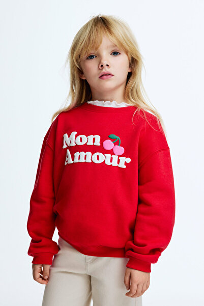 H&M Baskılı ve İçi Tüylü Sweatshirt