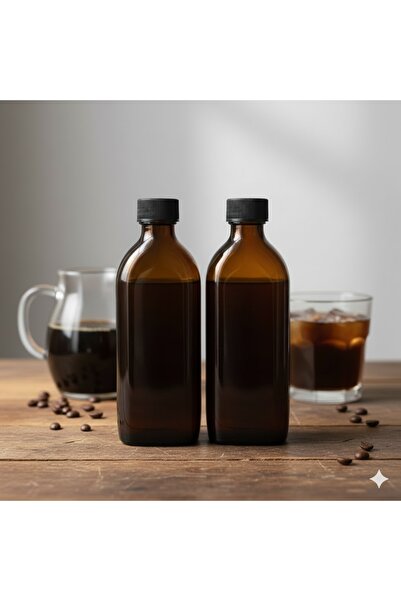 junibeliw 2Pcs Multi-Purpose Flat Amber Glass Cold Coffee Bottle Jar Shot 150ml Cold Brew 2X150Ml