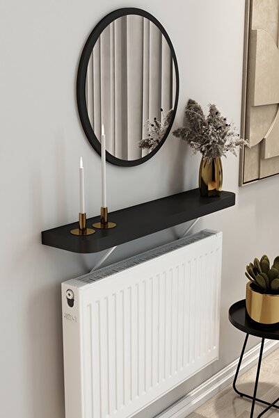 TALAŞTOZUM Siyah Kalın Kenar Petek Üstü Uçan Raf & Dresuar Duvar Montajsız 12...