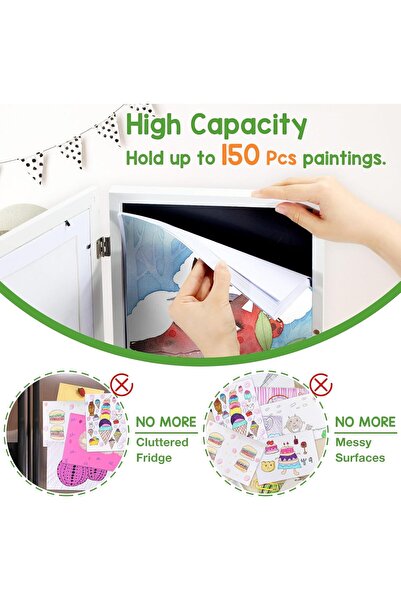 DoubleCare Kids Artwork Picture Frame, 8.5x11 Front Opening, Holds ~50 pcs, A4 Display (White)