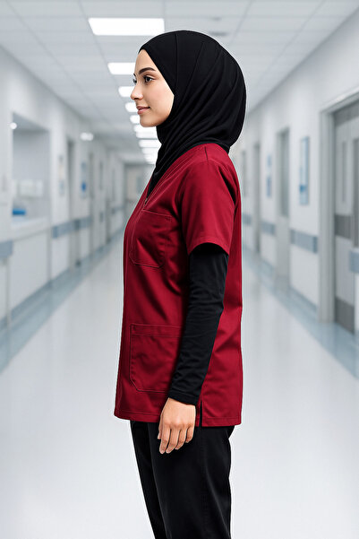 mirach Hijab Scrubs Wide Fit 4 Pocket Long Oversized Model 1. Quality Fabric Comfortable Working Uniform