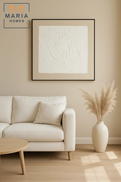 MARIA HOMES Leaf Textured Wall Art – Modern Minimalist Embossed Decor for Living Room, Bedroom 100*100cm