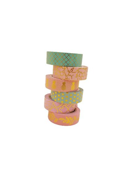 PAPERIE Washi Tape - Set of 5 pieces Gold Turquoise