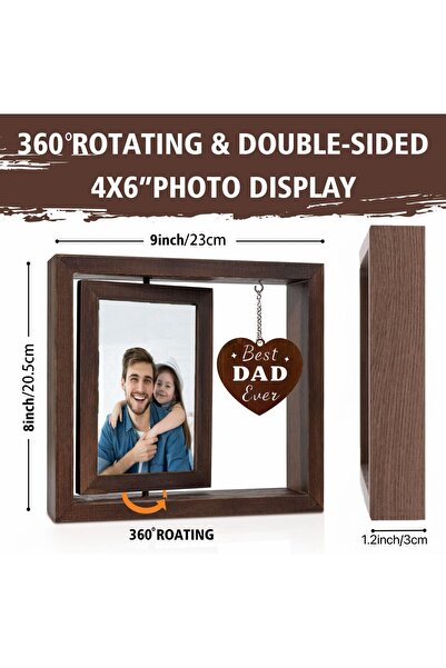 Generic Dad Picture Frame with Heart Pendant – 4x6 Double-Sided Wooden Photo Frame