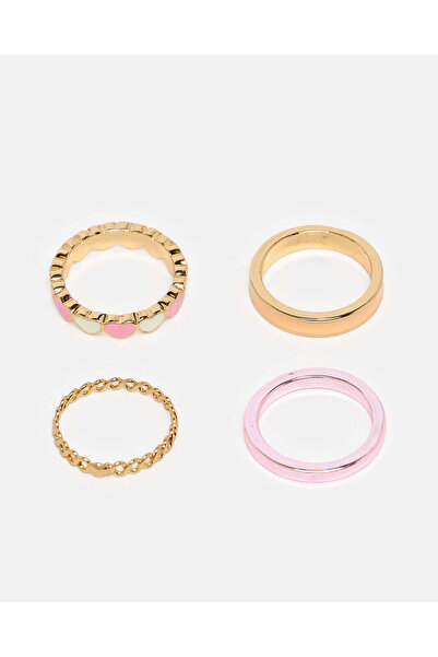 REDTAG Girls Gold Embellished Ring Set (Pack of 4)