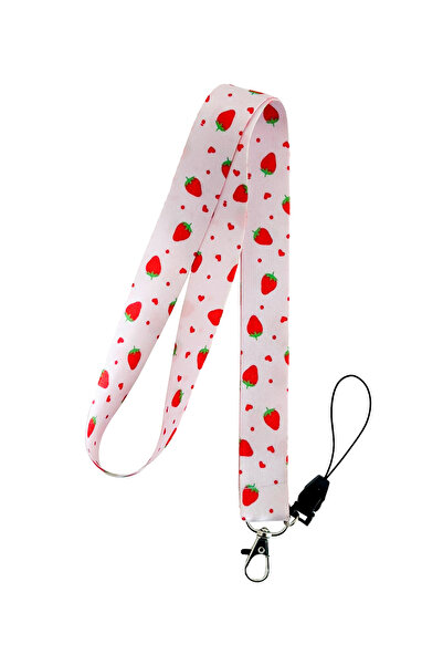 PABALAS Шнурок для шиї з малюнком полуниці, тримач для бейджа