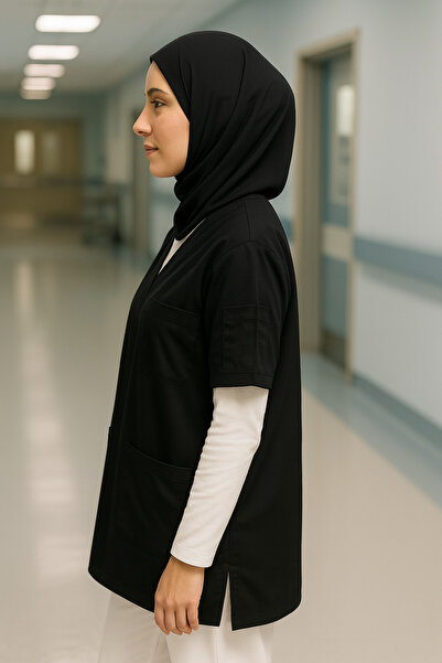 mirach Hijab Scrubs Wide Fit 4 Pocket Long Oversized Model 1. Quality Fabric Comfortable Working Uniform