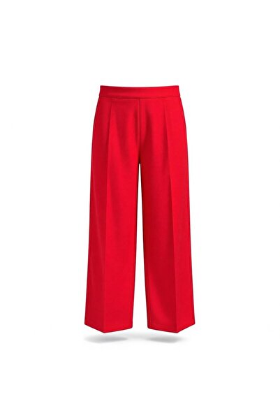 Eight Fashion Women's Comfortable High Waist Palazzo Burgundy Trousers