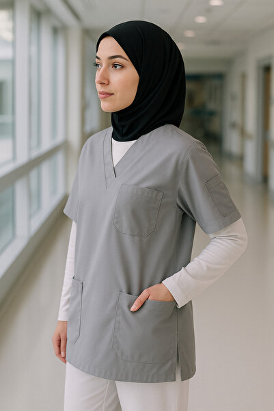 mirach Hijab Scrubs Wide Fit 4 Pocket Long Oversized Model 1. Quality Fabric Comfortable Working Uniform