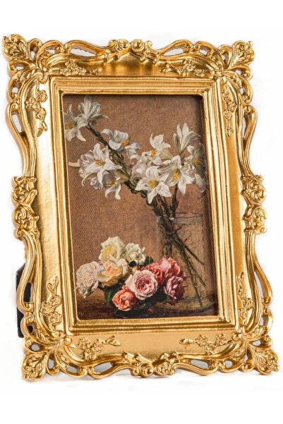 EXCEFORE 4x6 Vintage Picture Frame, Gold Real Glass Front, Ornate Antique Retro
