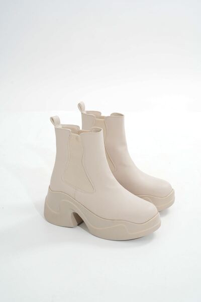 Zerenyus Zri̇n-2400 Premium Beige High-Sole Elastic Daily Women's Boots