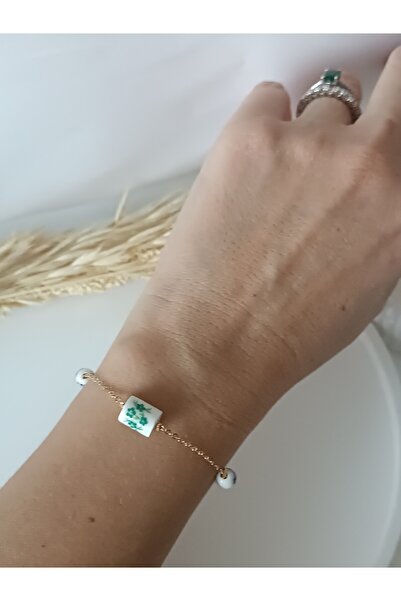 La fee aksesuar Women's Bracelet Green Blue Flower Porcelain Beads Gift New Y...