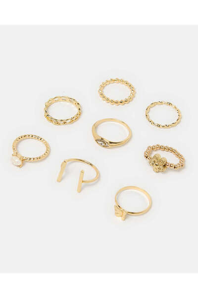 REDTAG Women Gold Ring Set (9 Piece)