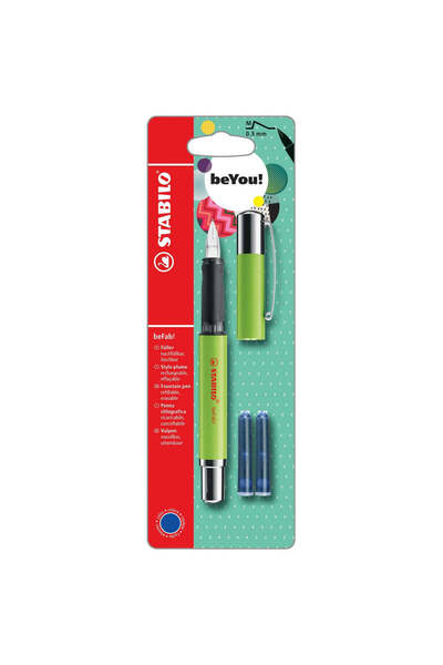 Stabilo Stilou cu peniță BeYou! beFab!, culori uni, M, lime, 2 rezerve