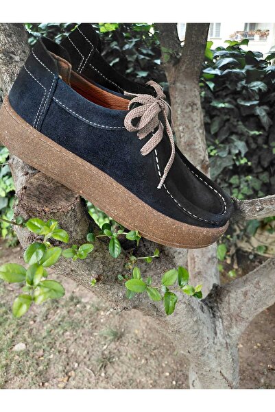 Henne Classic Shoes Orthopedic Genuine Leather Suede Navy Blue