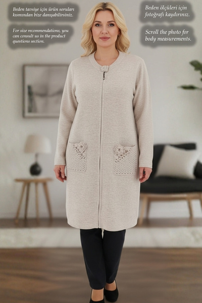 Laden Πλεκτά ρούχα μεγάλου μεγέθους Χειροποίητο με βελονάκι Μακρύ χοντρό μεγάλο μέγεθος Χοντρό χειμωνιάτικο μεγάλο μέγεθος Μητρική ζακέτα μελανζέ