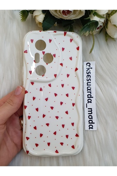 ZB Aksesuarda Moda Honor 300 Pro Compatible Red Hearts Printed Patterned Case