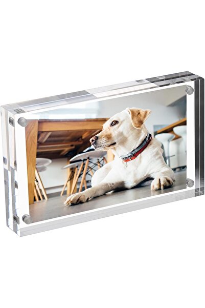 BTSKY 3 x 5 inch Clear Acrylic Magnetic Double-Sided Frameless Photo Frame