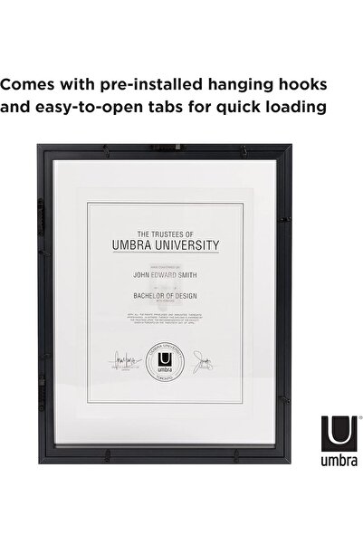umbra Document Frame 11 x 14 Inch - Floating 8.5 x 11 Document Frame (Black)