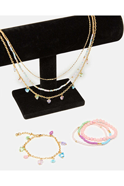 REDTAG قلادة وسوار مزين بالذهب للبنات (3 قطع)